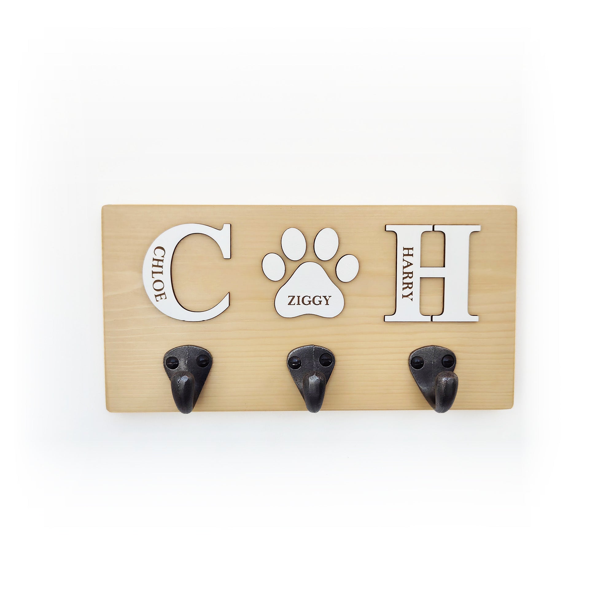 Personalised Key & Dog Lead Hook – Initial & Paw Print