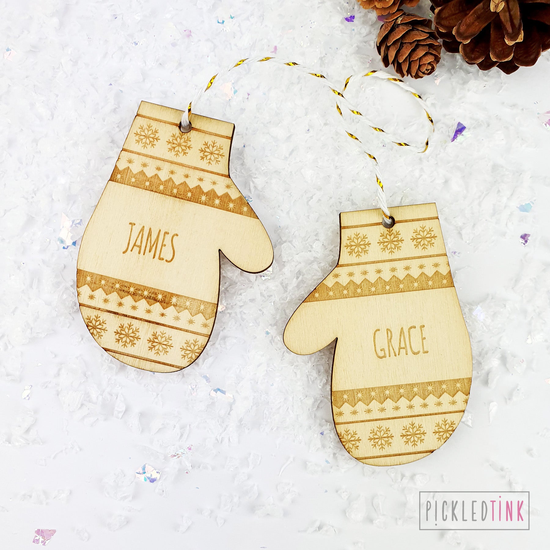 Couples Mitten Christmas Tree Decoration