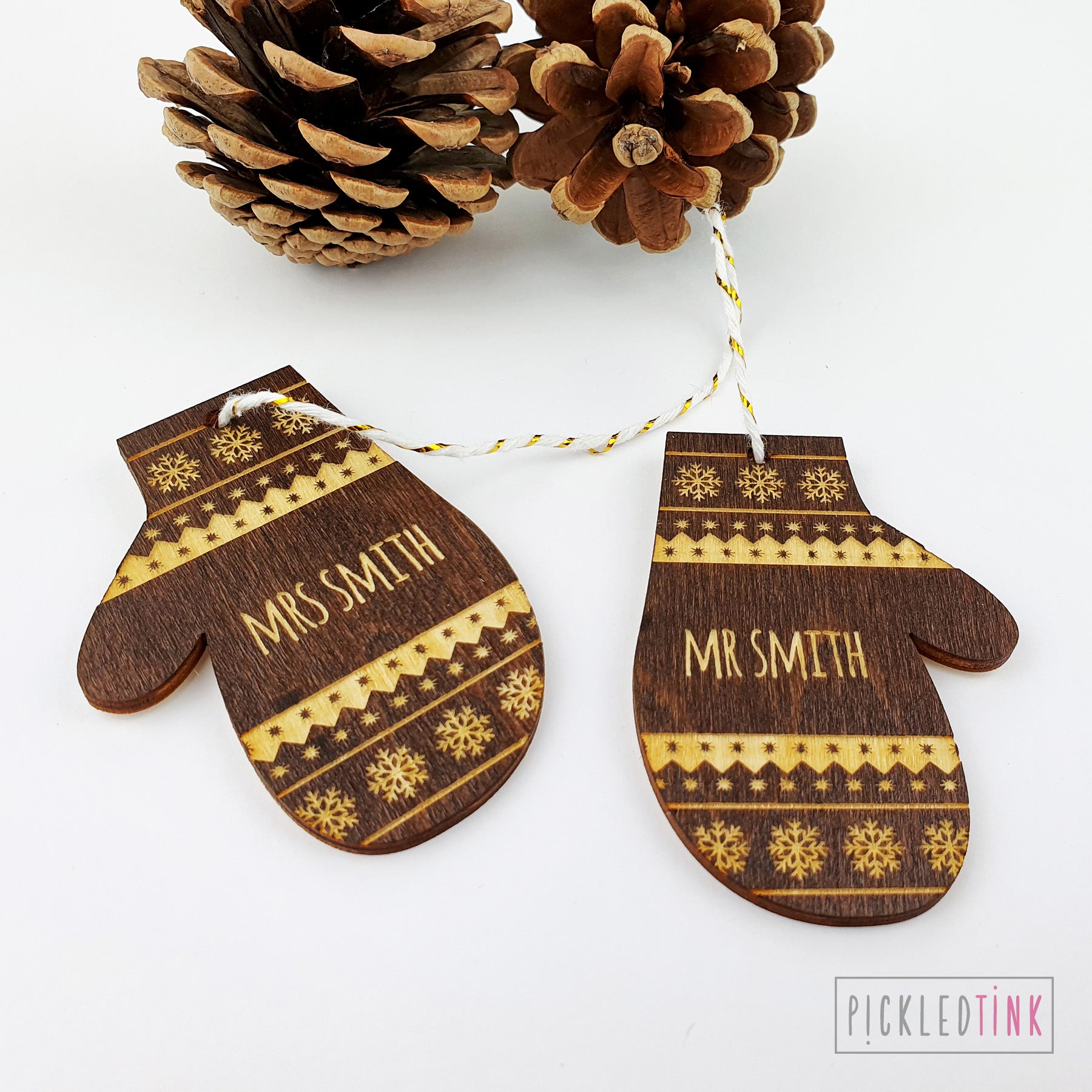 Couples Mitten Christmas Tree Decoration
