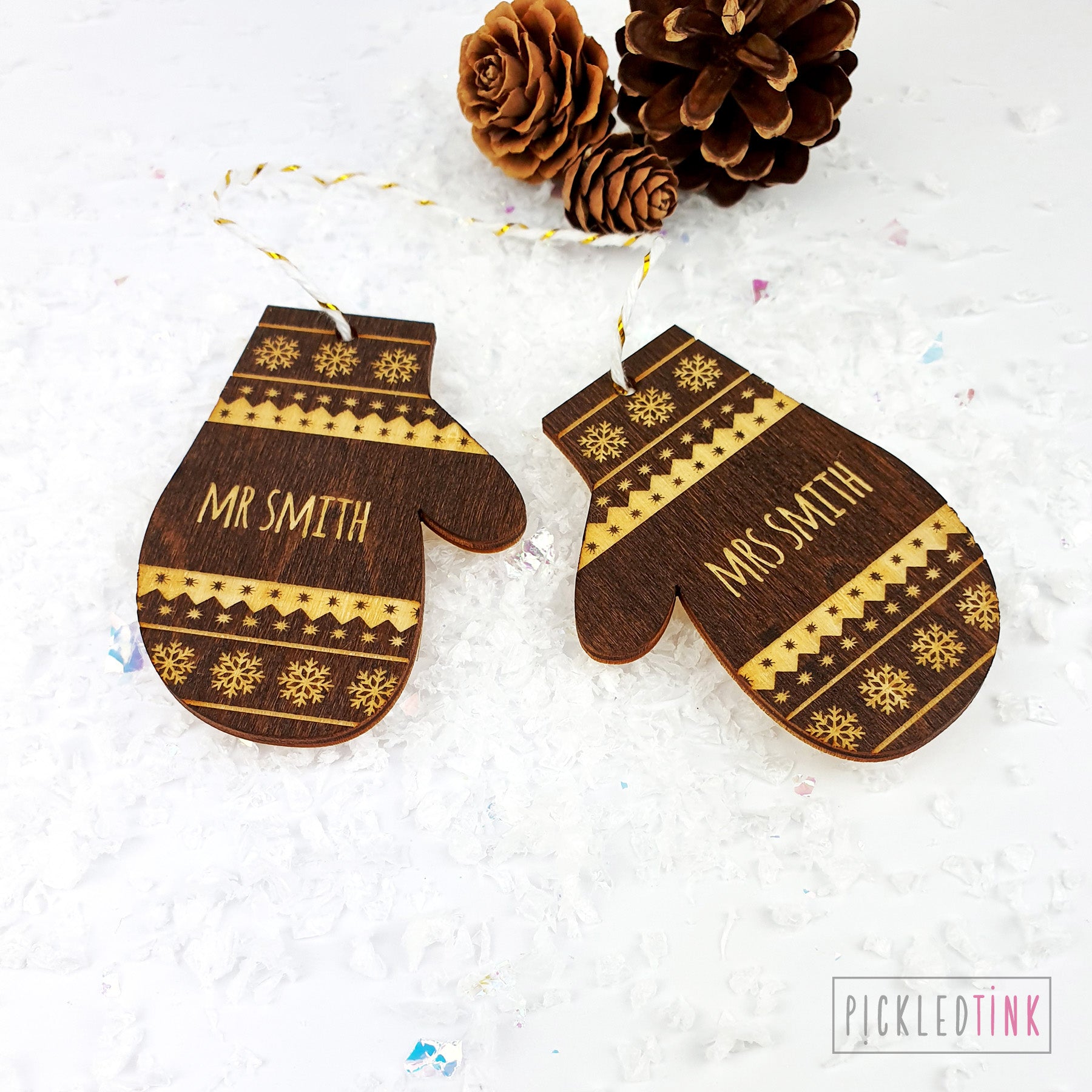 Couples Mitten Christmas Tree Decoration