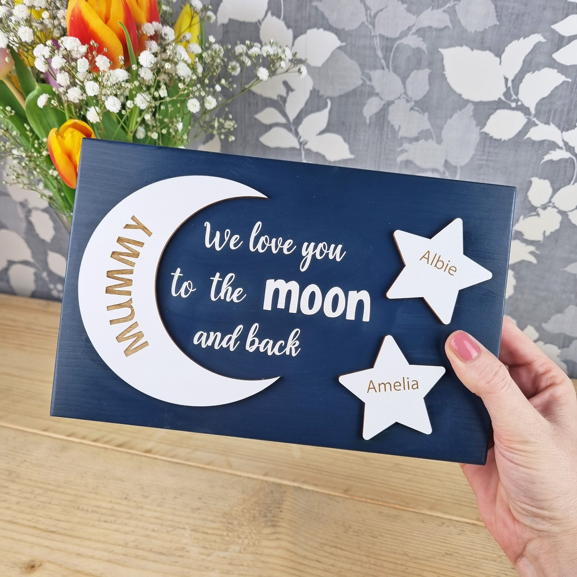 "Love you to the moon and back" Free-standing Block