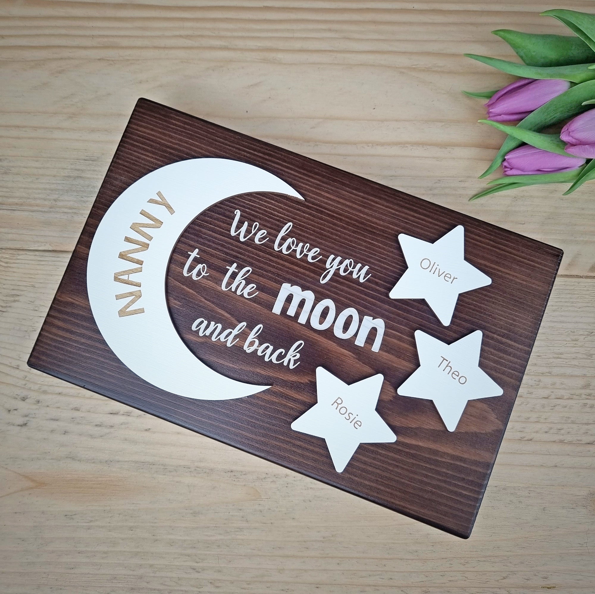 "Love you to the moon and back" Free-standing Block