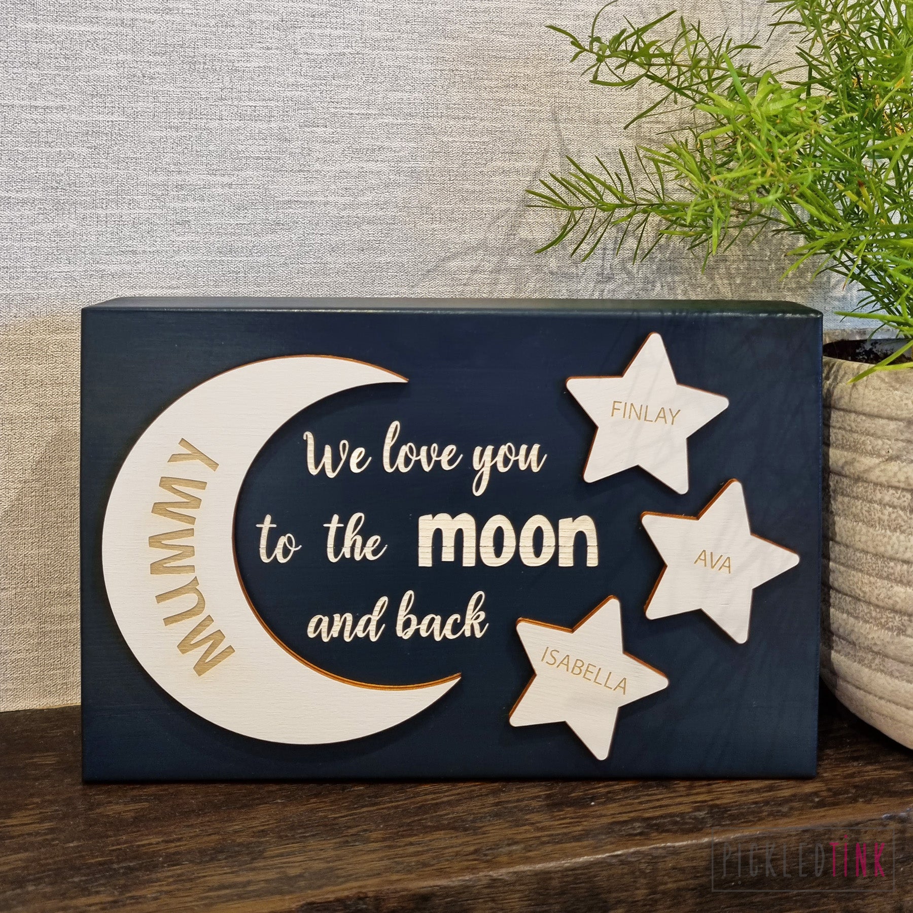 "Love you to the moon and back" Free-standing Block