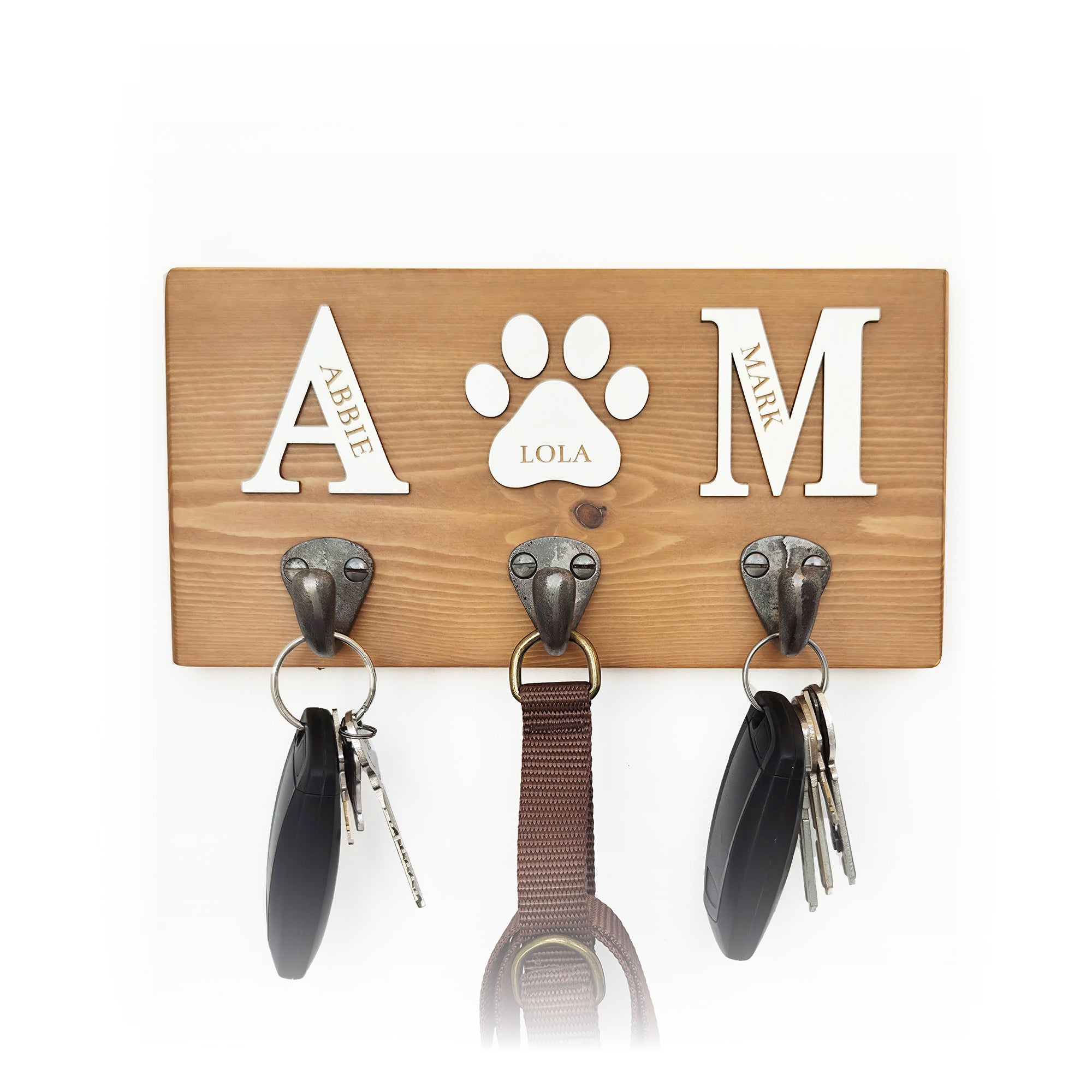 Personalised Key & Dog Lead Hook – Initial & Paw Print