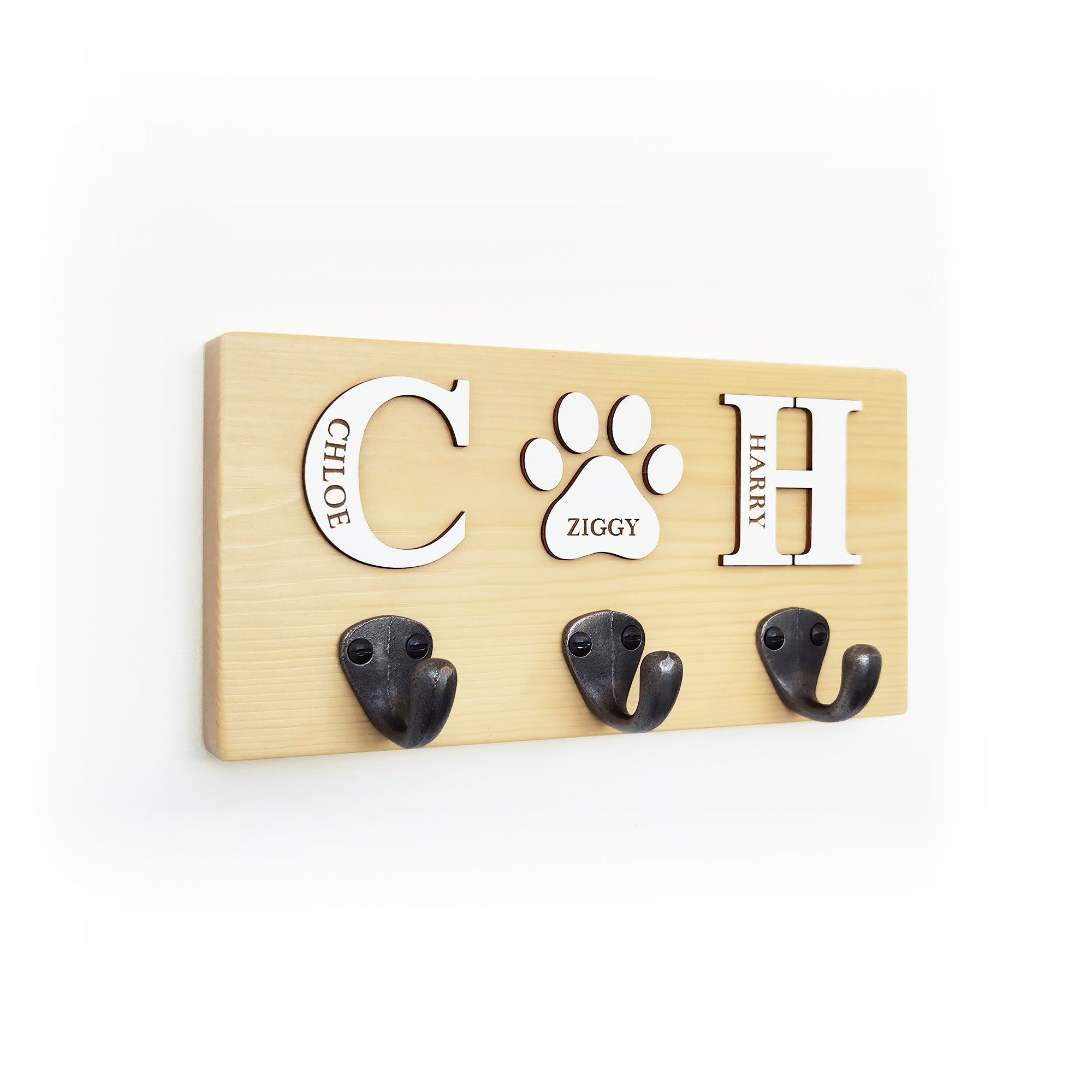 Personalised Key & Dog Lead Hook – Initial & Paw Print