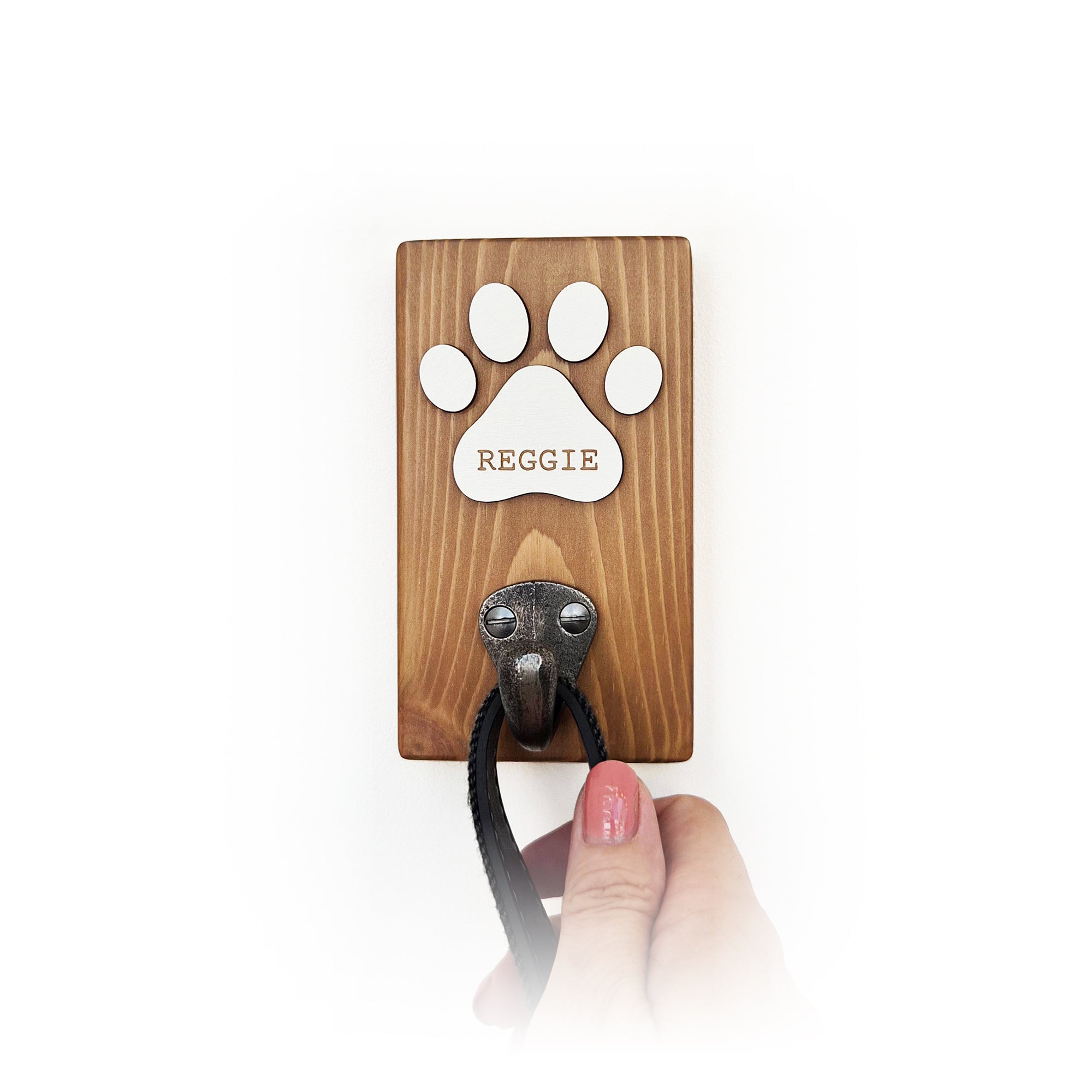 Personalised Paw Print Dog Lead Hook – Single