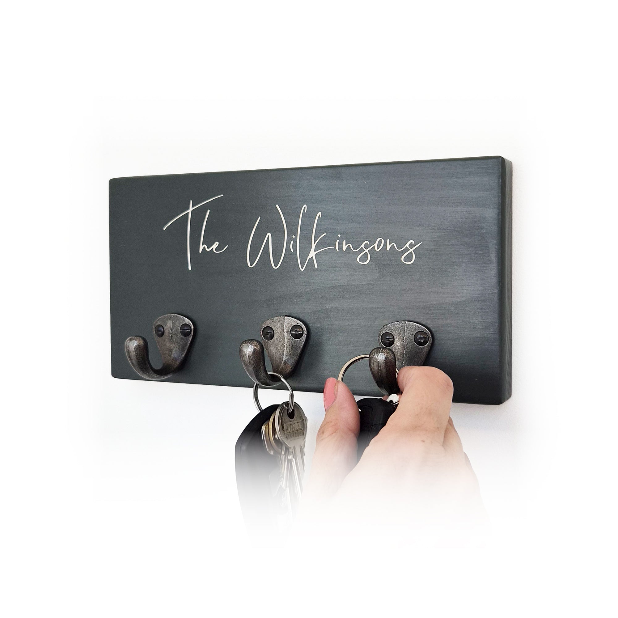 Personalised Script Text Key Hook – Three Hooks