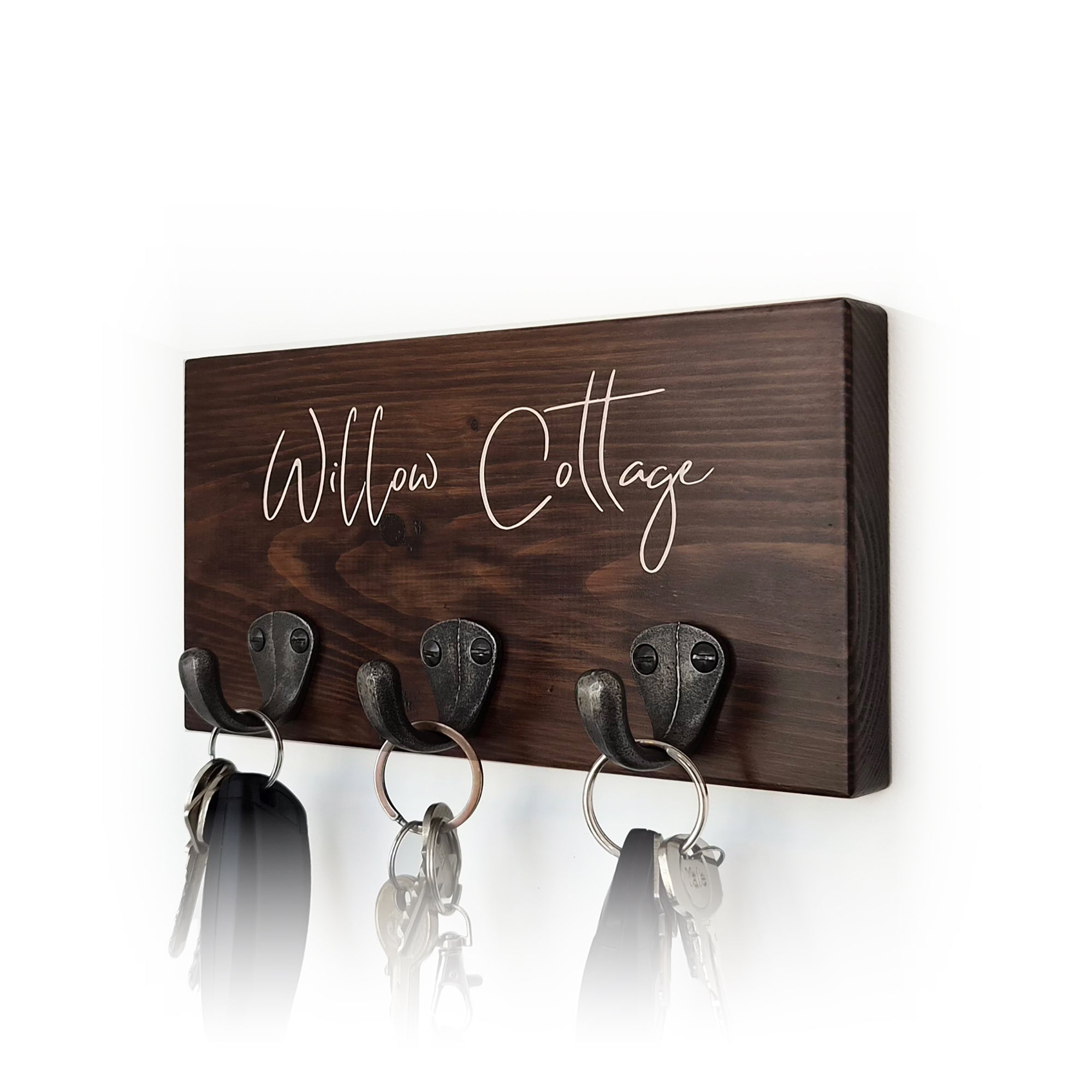 Personalised Script Text Key Hook – Three Hooks