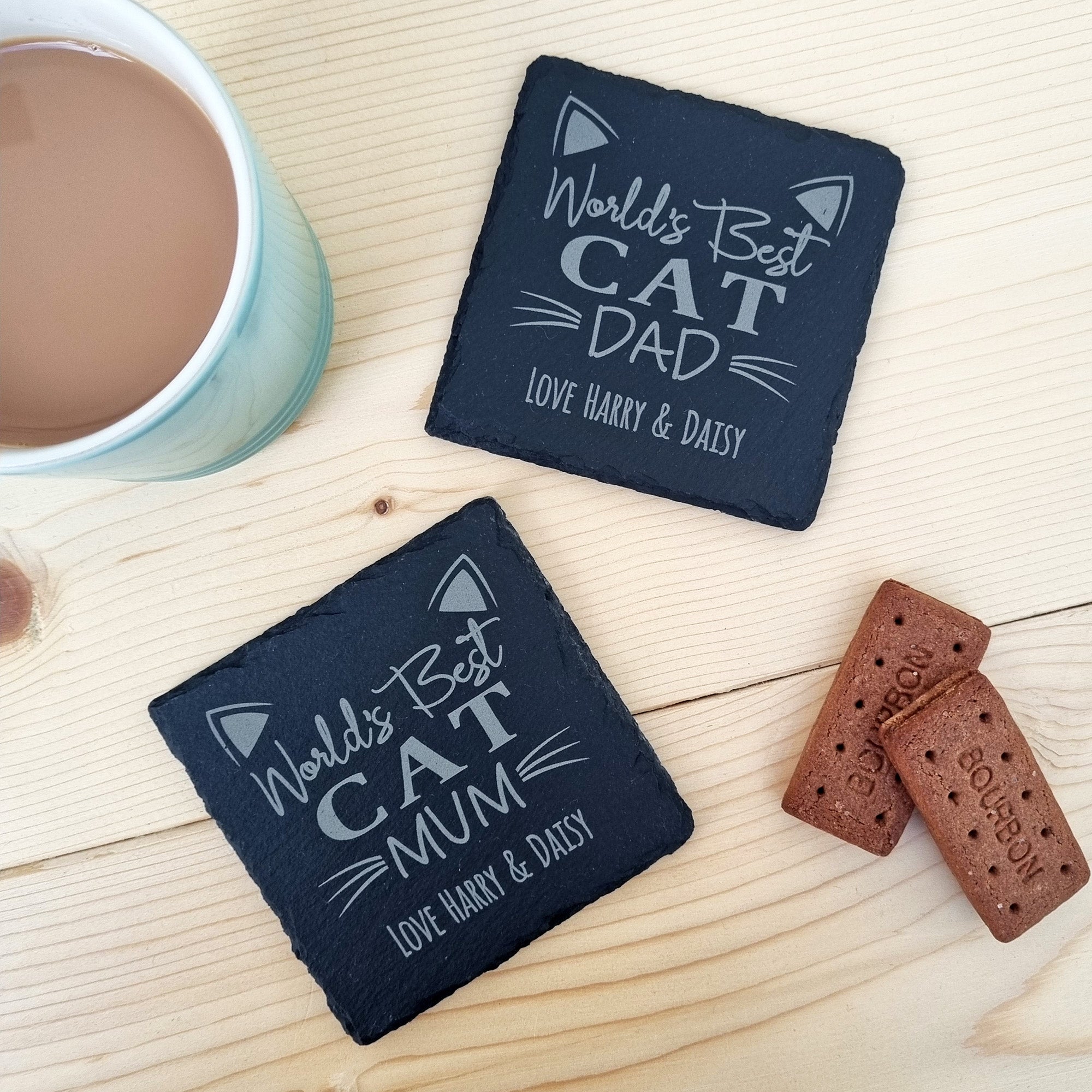 World's Best Cat Mum/Dad Slate Coaster