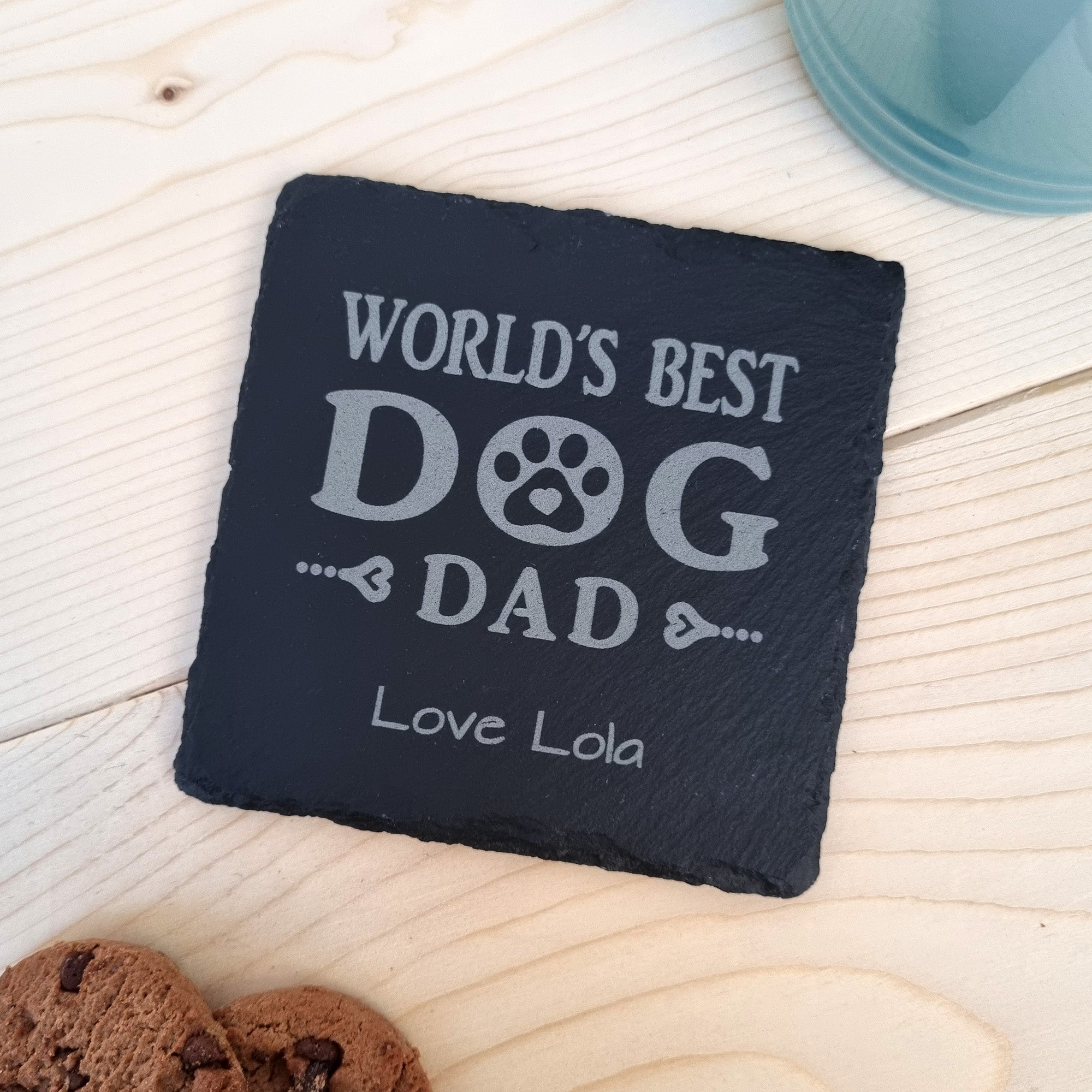 World s Best Dog Mum Dad Slate Coaster